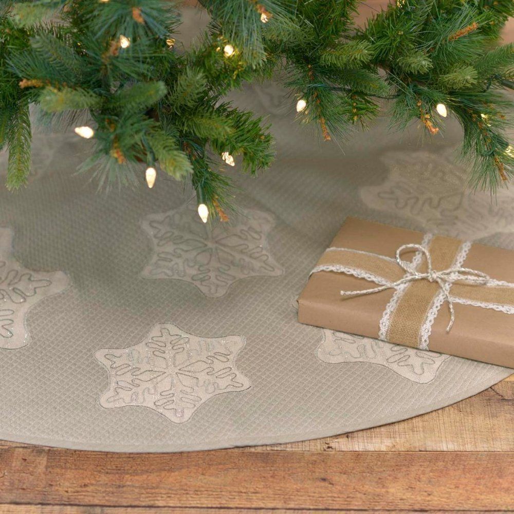 NEW! Farmhouse Grey Star Christmas Tree Skirt Country Cottage Rustic Primitive